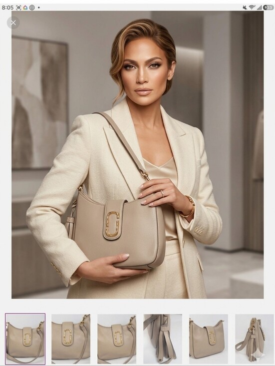Marc Jacobs Handbags - Marc Jacobs Taupe Interlock Leather  Crossbody Bag with Gold Accents